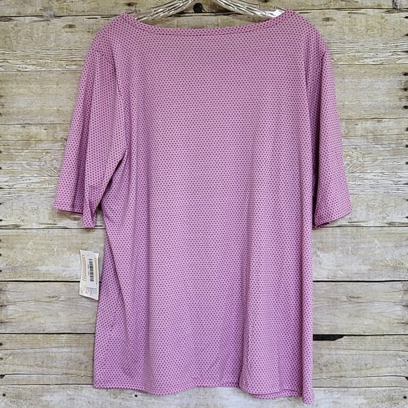 NWT LuLaRoe Gigi Top 3XL - Pink and Hunter Green Tiny Polka Dots - Picture 2 of 7
